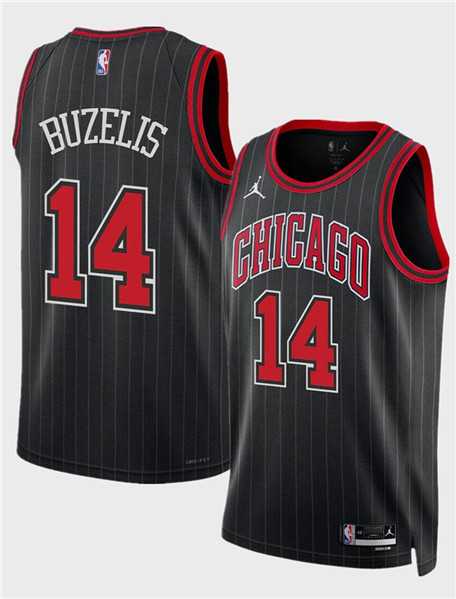 Men%27s Chicago Bulls #14 Matas Buzelis Black 2024 Draft Statement Edition Stitched Basketball Jersey Dzhi->chicago bulls->NBA Jersey